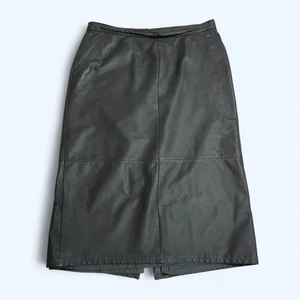 Italian True Vintage Midi Skirt 100% Genuine Elastic Leather UK 16 US 12 - Picture 1 of 14