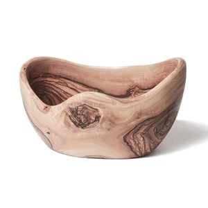 Olive Wood 10-inch Handcrafted Rustic Oval Bowl - Bild 1 von 2