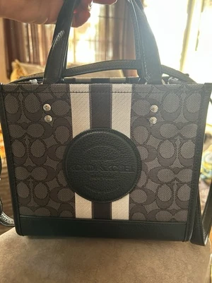 Coach Dempsey Tote 22 in Signature Jacquard with Stripe & Coach Patch. Used Once - Image 1 of 4