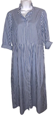 Vestido Camisa Tuckernuck Royal Midi en Oxford Azul Costero Rayas Cambray Talla S Foto 1 de 4