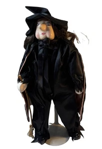 "Muñeca bruja de porcelana Victoria Impex vintage y soporte Halloween 12"" leer" - Imagen 1 de 10