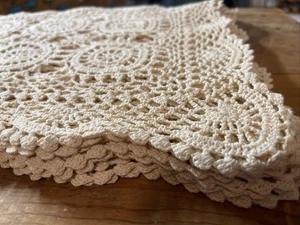 8 Vintage Ecru Cotton Handmade Crochet 12” X 19” Placemats - Picture 1 of 9