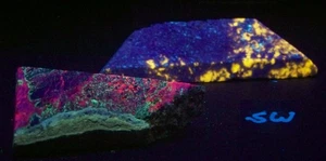 UV 2 Slabs for UV Cabs or Specimens - AZ Willemite Calcite Fluorite - Wernerite - Picture 1 of 7