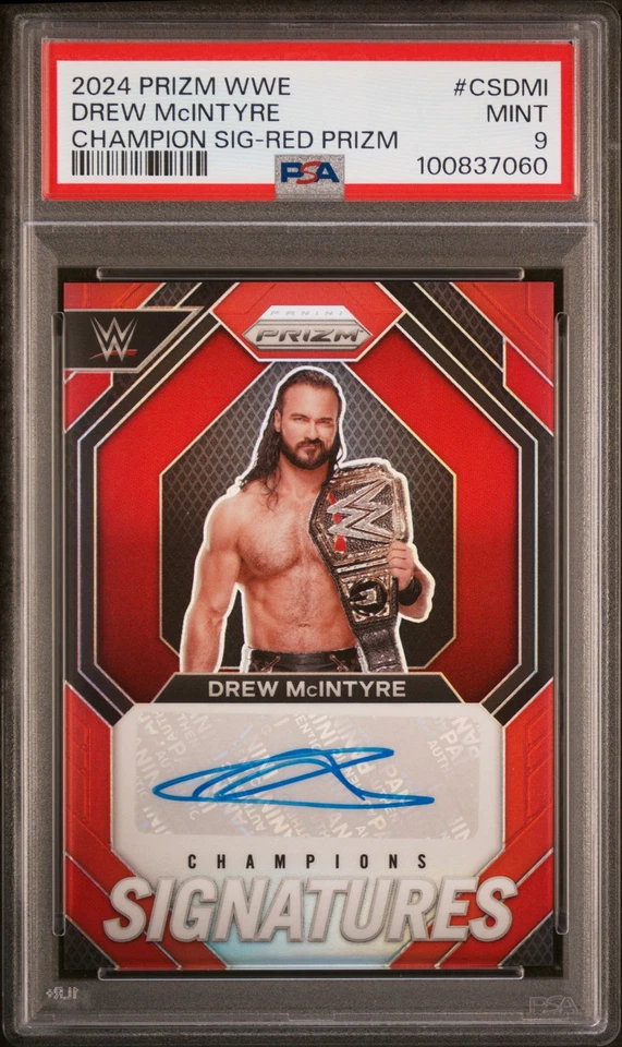 2024 Panini Prizm WWE Champion Signatures Drew Mcintyre #CSDMI Red PSA 9 27/99 - Image 1 of 2