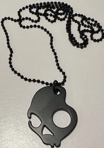 Skullcandy Skull Logo Dog Tag Pendant Necklace Chain  Black - Picture 1 of 4
