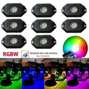 8pcs RGBW White LED Rock Lights Underbody Glow Kit For Car Truck Offroad RZR ATV - Picture 1 of 13