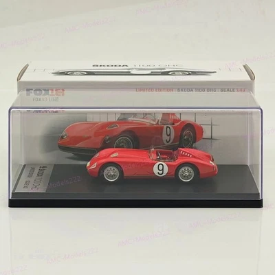 1:43 FOX18 Škoda 1100 OHC ganador #9 1958 modelo de coche de resina roja colección limitada - Imagen 1 de 4