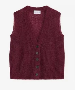 Brora Superkid Mohair Mix Waistcoat Tank  -Size UK  16-18-Raspberry-  RRP £159 - Picture 1 of 15
