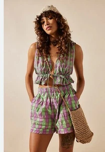 New FREE PEOPLE Free-Est - Linus Plaid Top Size XS - Picture 1 of 7