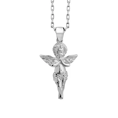 Collana Angelo Custode in Argento Sterling Lucido per Regalo Mamma o Sorella - Immagine 1 di 4
