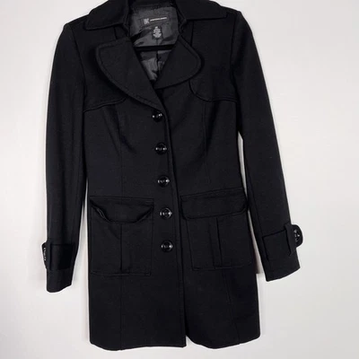 INC International Concepts XSmall XS 黑色 Peacoat 夹克单纽扣衬里 — 第 1/4 张图片