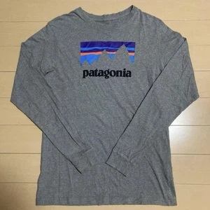 Patagonia Long Sleeve T-Shirt, Logo, Size S, Gray, Condition - Picture 1 of 5