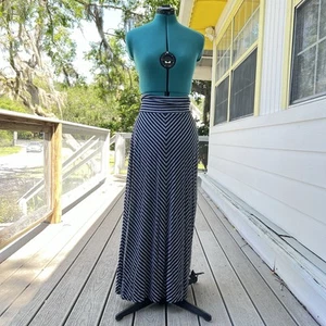 Merona: Striped Black and Gray Maxi Skirt. Size Large. - Picture 1 of 8