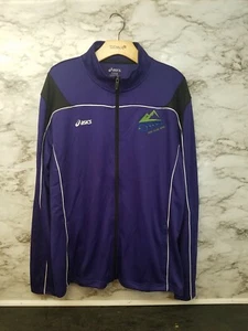 Asics Mens Athletic Track Jacket Large Purple Full Zip Oregon Road Runners C #19 - Picture 1 of 6