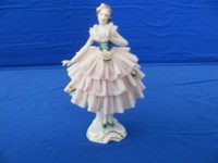 Vintage Dresden 5" Lace Porcelain Ballerina  Figurine.in Pink and Green Germany 
