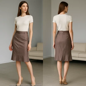 Love Sex Money kurzer Rock grau taupe gerade Größe 46 W32 Xl Extra Large - Bild 1 von 11