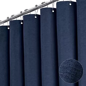 78 Inch Long Shower Curtain - Linen Textured Thick Weighted Fabric Shower Cur... - Picture 1 of 6