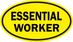 ESSENTIAL WORKER sticker HARDHAT TOOLBOX DECAL bright safety SIGN yellow COVID - Picture 1 of 1