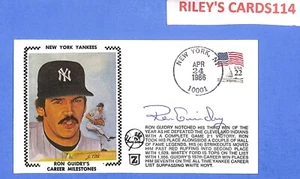 Ron Guidry Autógrafo Firmado Silk Cachet New York Yankees Hitos de Carrera - Imagen 1 de 2