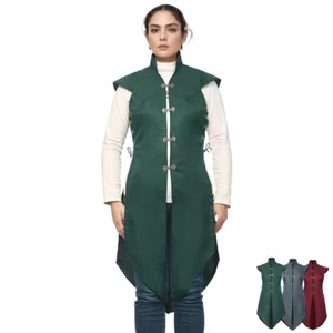 Women Medieval Vest Renaissance Vest Viking Sleeveless Sideless Tabard Jacket - Picture 1 of 20