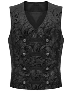 Chaleco Chaleco Devil Fashion Para Hombres Regencia Gótico Steampunk Paisley Terciopelo Negro - Imagen 1 de 12