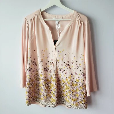 Market & spruce stitch fix womens top size M  popover floral long sleeve - Image 1 of 4