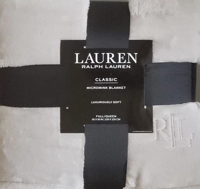 Manta Ralph Lauren Clásica Micromink Completa/Queen Plateada 90"x90" Gris Claro Suave Foto 1 de 4