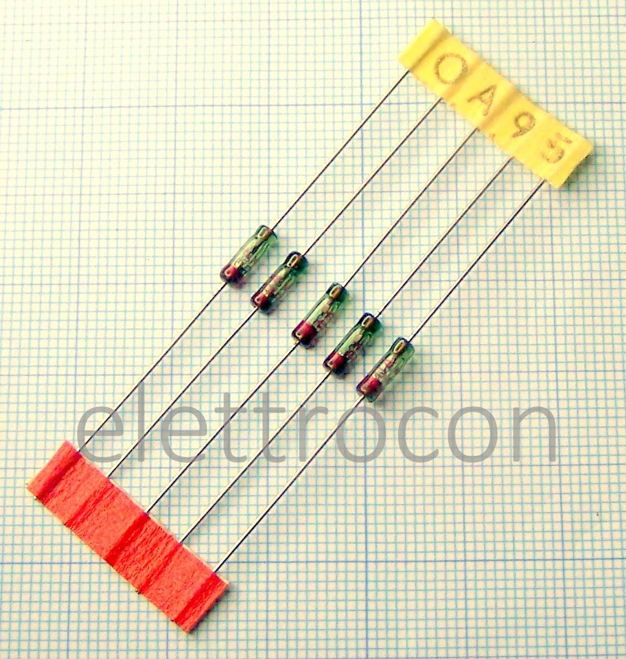 RRF VALVO RADIORÖHRENFABRIK 5 pezzi Diodo al Germanio OA95 equivalente OA85,AA117,AA118, AA132, AA134, OA161