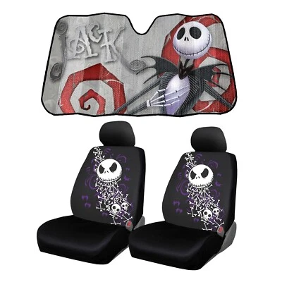 New Nightmare Before Christmas Car Front Seat Covers Headrest Covers Sunshade - Image 1 of 4