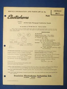 ELECTROHOME CHORALE MKII SERVICE MANUAL SCHEMATIC ORIGINAL THE REAL THING - Picture 1 of 1