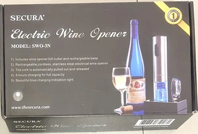 NUEVO Secura Abridor de Vino Eléctrico Abridor de Botellas de Vino Eléctrico AZUL (T1) Foto 1 de 4