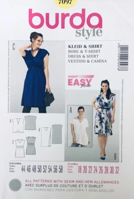 Easy BURDA Pattern 7097 | Misses Loose T-shirt & Dress | PLUS SIZE 18 - 32 - Image 1 of 2
