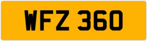 WFZ 360 W 3X3 DATELESS PRIVATE NUMBER PLATE WILL WIL WENDY WES WALT WAYNE WOLF - Picture 1 of 1