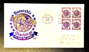 US SC #940 HONORABLE DISCHARGE EMBLEM  1946  Ken Boll FDC  $9.95  Free shipping - Picture 1 of 2