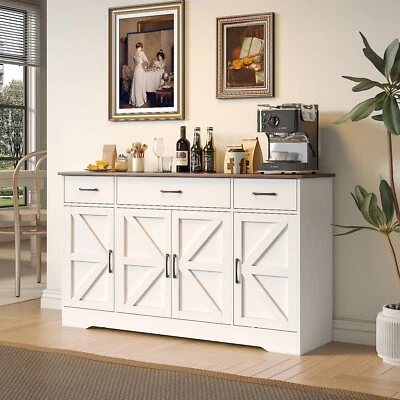 Aparador de granja armario de almacenamiento buffet armario con 3 cajones para cocina en casa Foto 1 de 4