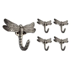 5-Pack Dragonfly Hooks Brushed Satin Pewter - Picture 1 of 1