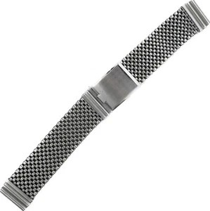 Vintage 15 mm Benrus Herren Armbanduhr Band Chrom Netz Faltverschluss selten - Bild 1 von 4