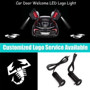2x Scorpion Logo Car Door LED Light Projector for Abarth 500 600 695 Punto Brava