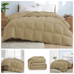 Australian Comforter Down Alternative Egyptian Cotton Taupe Stripes - Foto 1 di 12
