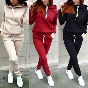 2Pcs Women Sweatshirt Hoodie Tracksuit Tops Pants Sports Casual Sweat Suit S * - Picture 1 of 17