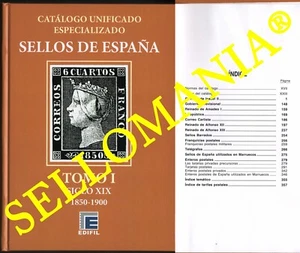 CATALOGO ESPECIALIZADO EDIFIL ESPAÑA TOMO I 1850 A 1900 SERIE BRONCE 2020 - Imagen 1 de 4