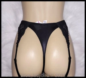 NWT Vintage VICTORIA'S SECRET Satin GARTER PANTIES Second Skin Stretch Thong S/M - Picture 1 of 5