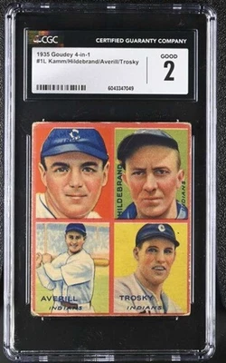 Goudey R321 1935 4 en 1 #5 Earl Averill/oral Hildebrand/Willie Kamm/Hal Trosky C Foto 1 de 2