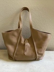 Tasche Le Monde Milan Schulter Handtasche camel beige Kiesel Leder neutral Handarbeit - Bild 1 von 12