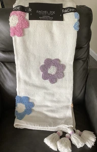 Rachel Zoe übergroße Decke 50x70" Blumen Shabby Chic Quasten Hippie - Bild 1 von 3