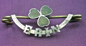 Pretty antique Victorian Irish Silver brooch Connemara Shamrock & 'Erin' - Picture 1 of 3