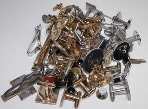 LOTE DE GEMELOS CLIPS BARRAS DE CORBATA PARA HOMBRES DE COLECCIÓN HASTA AHORA TONO DORADO PLATA #125 - Imagen 1 de 10