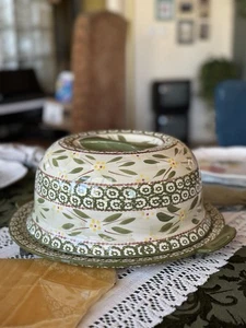 Temptations By Tara Old World Green Cake Plate With Lid 12 Inches - Picture 1 of 8