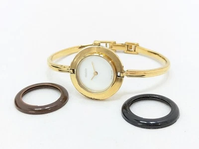 GUCCI Change Bezel 11/12.2 Watch Quartz Gold White Women's Working Authentic - Image 1 of 4