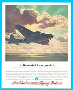 Studebaker Flying Fortress bomber Buy War Bonds aircraft WWII print ad 1943 - Picture 1 of 4